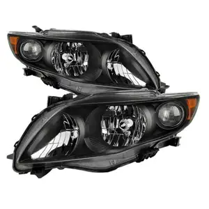 汽车前照灯应用2009年2010丰田卡罗拉勒XLE XRS S黑色头灯 + 琥珀色信号灯双