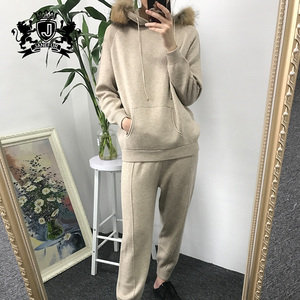 <span class=keywords><strong>Suite</strong></span> di Cashmere Casual Pullover alla moda con pelliccia di procione vestiti da donna maglia di lana maglione <span class=keywords><strong>Suite</strong></span> - Product Image 1