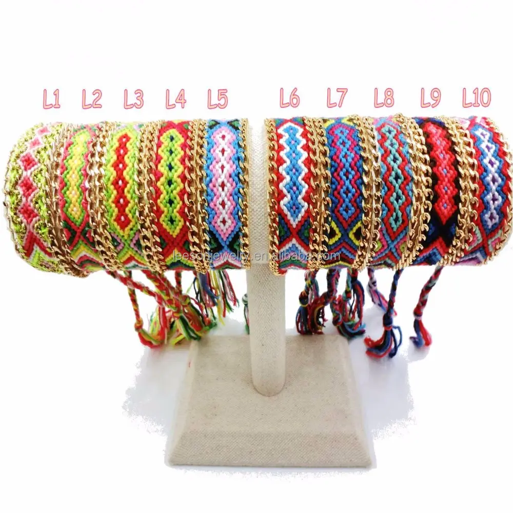 Pulseira de algodão hippy boho, bracelete artesanal com corda, para mulheres e homens