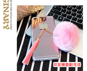Pompoms <span class=keywords><strong>เคส</strong></span>โทรศัพท์สำหรับ iPhone 6 6S 7 8 <span class=keywords><strong>Plus</strong></span> X,<span class=keywords><strong>เคส</strong></span>โทรศัพท์กระจกสำหรับผู้หญิงมีพู่ห้อยรูปกระต่ายสำหรับ iPhone 8 8 <span class=keywords><strong>Plus</strong></span> X 11 Pro - Product Image 2