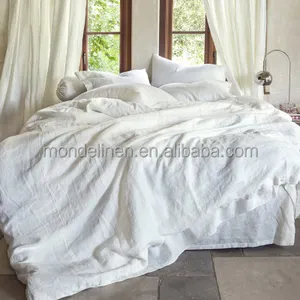 100% pure flax natural bed linen duvet cover bed sheet set