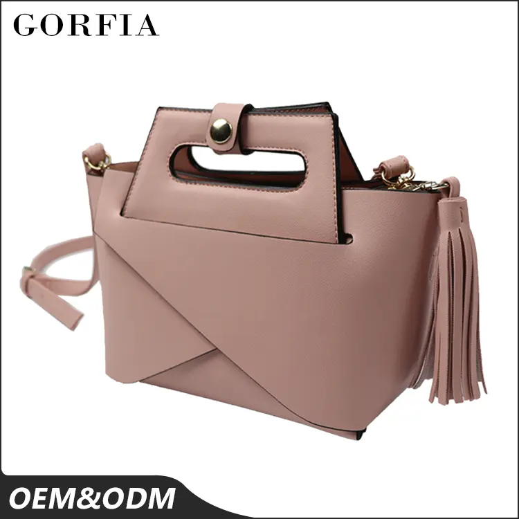 Personalizado mais recente moda rosa cor de marca designer de couro genuíno bolsa de mulher
