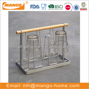 Tazza di <span class=keywords><strong>metallo</strong></span> Ferro Supporto di Tazza di Vetro Del Basamento Cremagliera Del <span class=keywords><strong>Metallo</strong></span> Tazza Tazza Cremagliera Mensola di Ferro Supporto di Legno - Product Image 5