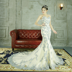 RSM66387 Robe de mariée <span class=keywords><strong>en</strong></span> dentelle sur mesure, élégante robe de mariée de style africain, robe de mariée sirène - Product Image 3