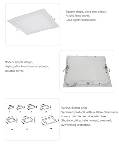 Panneaux d'éclairage mural LED à montage en surface avec capteur de mouvement, panneau lumineux carré en aluminium + PMMA rétroéclairé CCT pour hôtel et bureau - Product Image 4
