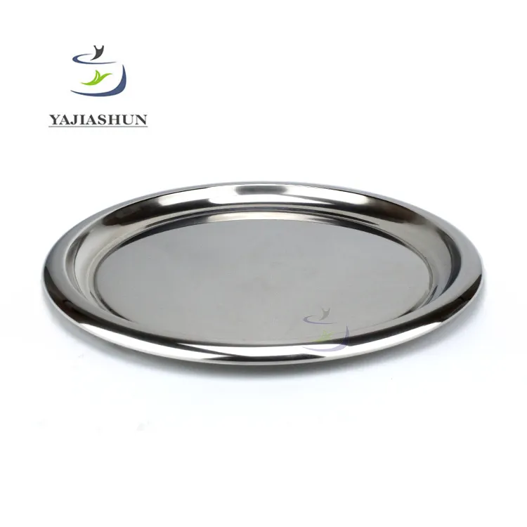 Factory wholesale mirror polishing 45cm stainless steel tray round dish/platters metal dinnerware