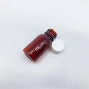 50cc Plastic Pet Liquid Empty Brown Syrup Bottles With Insurance Cover