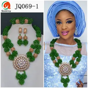 JQ069 Queency African Women Design Latest Nigerian Wedding Beads Jewelry Sets