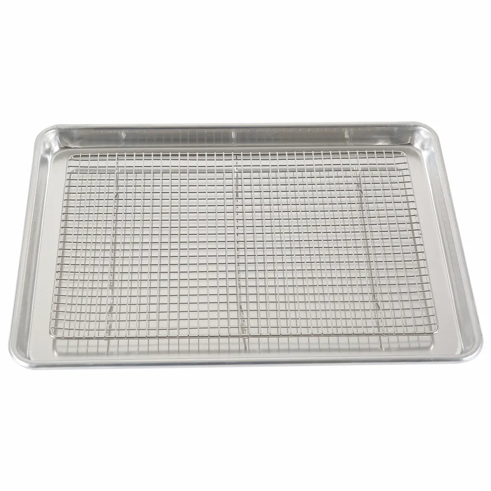 Heavy Duty Aluminium Cookie Sheet Pan And Stainless Steel Cooling Rack Set Oven Safe Pan Baking Tray Bakeware