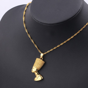 Collier en plaqué or pour homme et femme, bijoux africains, pendentif de reine égyptien, néfertiti, vente en gros, tendance, nouvelle collection - Product Image 4
