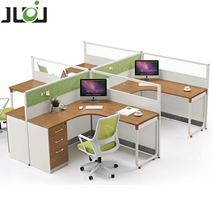 Modern <strong>2</strong>-Person Workstation Office <strong>Table</strong> Contemporary <strong>Computer</strong> Desk with Panel Wood Style - Product Image 2