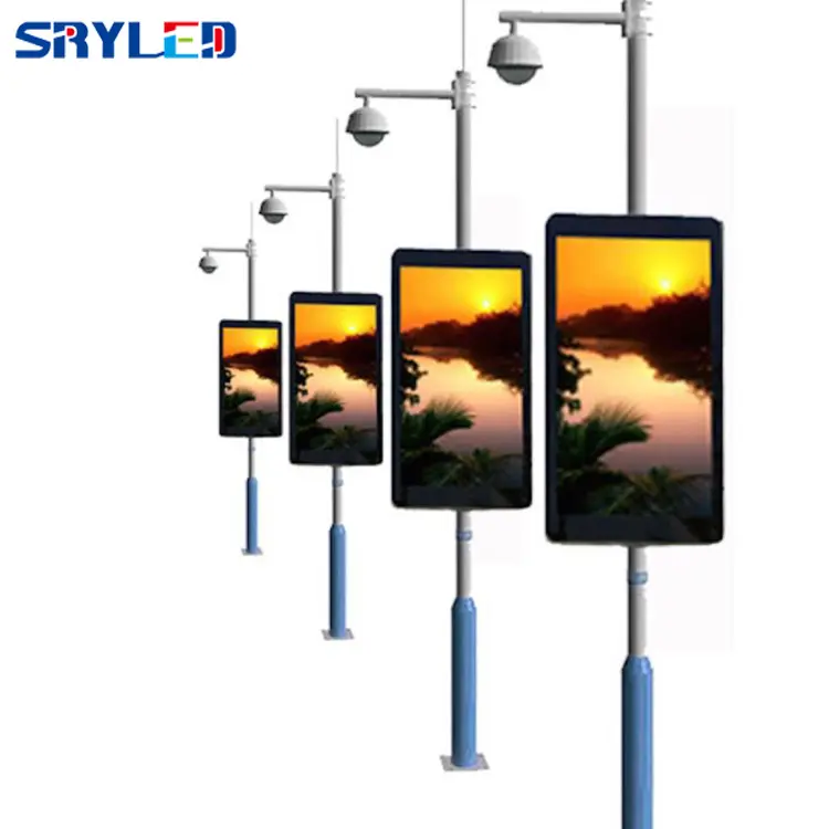 P6 Waterproof Outdoor Street Pole Advertising LED Screen Digital Billboard LED Banner Light Pole LED Display