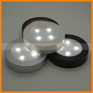 Mini Ronde 4 LED Push Touch Tap Batterij Aangedreven Nachtlampje