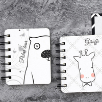 Pequeño tamaño de bolsillo A7 cubierta de cartón grueso Tapa dura lindo Navidad dibujos animados niños cuaderno y diario regalo