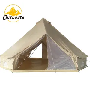 camping safari 5m large space cotton canvas double door hotel bell tent for sale
