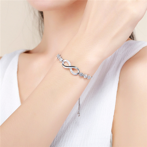 Qings Jewelry braccialetti Cooper placcati in argento bracciale con diamanti braccialetto dell'amicizia