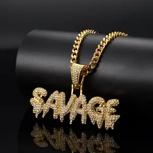 N309 Perhiasan Kalung Liontin Hip Hop Bling Bling untuk Pria