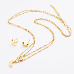 Collier à pendentif en diamant pour femmes, chaîne brillante Compact, soleil et <span class=keywords><strong>lune</strong></span>, idée cadeau, vente en gros, collection 2020 - Product Image 2