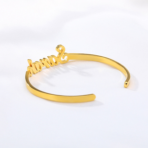 Gioielli personalizzati bracciale con nome placcato oro 18 carati personalizzato qualsiasi braccialetto con polsino con targhetta per femme - Product Image 2