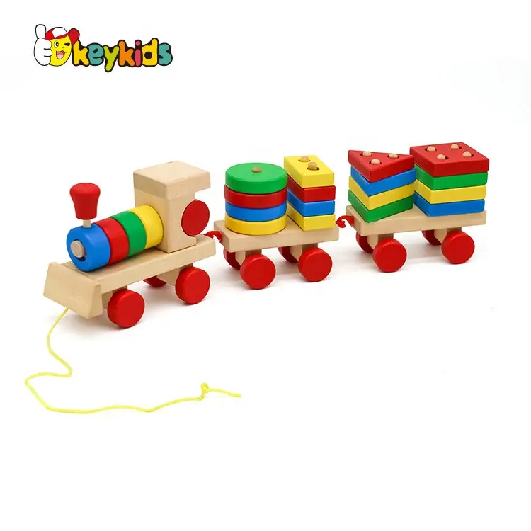 Promotional pull and push wooden toy train for children W05C008