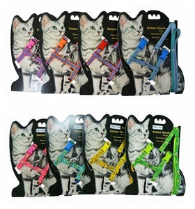 Grosir cukup aman pelepas cepat tali kucing Breakaway dengan Harness disesuaikan tali kerah kucing anjing poliester pola bunga - Product Image 3