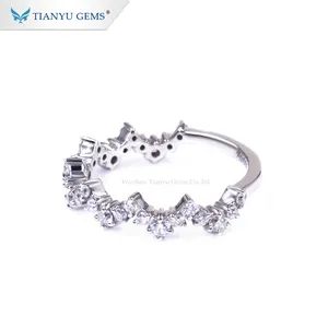 Tianyu драгоценные камни 14k Чистота Белое золото Муассанит свадебный браслет романтическое кольцо дизайн для девочек