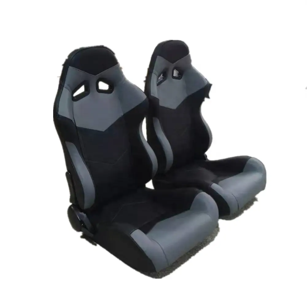 ग्रे और काले पीवीसी चमड़े के साथ एकल स्लाइडर JBR1005 खेल रेसिंग सीट मानक सीएन; ZHE 1005 ग्रे JBR