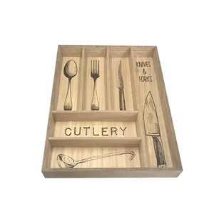 Многофункциональная деревянная посуда, органайзер для ножей и вилок с 6 отделениями, деревянная коробка для хранения для кухни