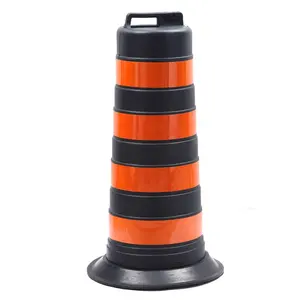 Plastic Portable Stackable Traffic Water Filled Barrier PE Road Safety Drum Black Barrel For Sale