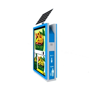 Street solar power advertising light box trash bin stainless steel dustbin