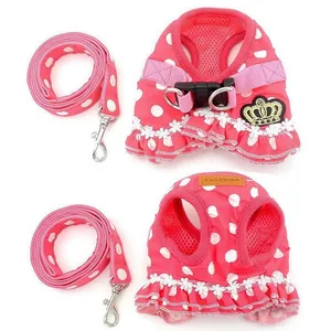 Dog vest harness set with pink leash and bowknot collar 3-in-1 harness booster car seat for puppy dog and cat