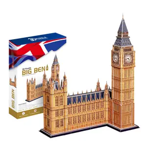 2020 New Arrivals Big Ben Grote Clever Gelukkig 3d Modelbouw Kinderen Puzzel 3d Papier Schilderen Puzzel Speelgoed