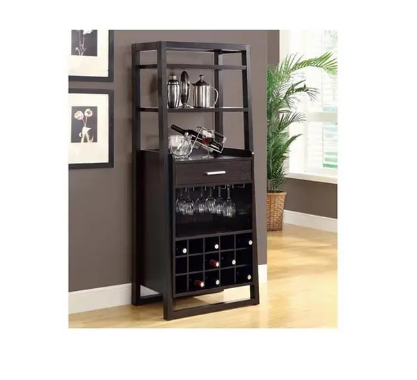 2016 hot sale solid wood espresso tall corner wine display cabinet