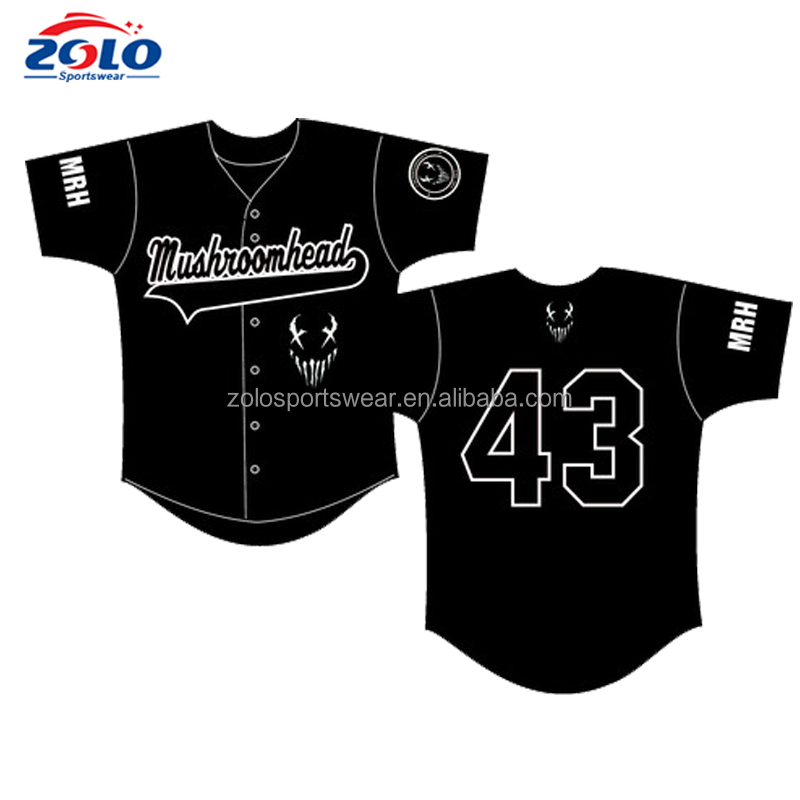 Черная бейсбольная Джерси с сублимационной печатью на заказ