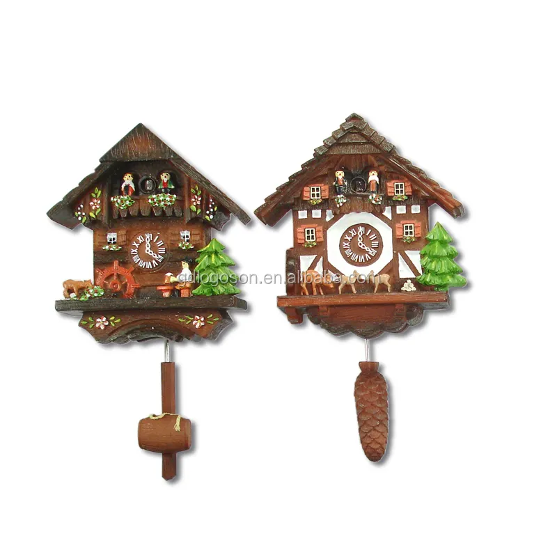 Reloj de cuco suizo, imán, diseño elegante, con forma de casa antigua, imán para nevera