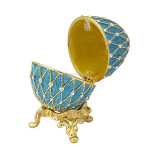 Zin aleación esmalte cristal azul Metal esmalte decorativo <span class=keywords><strong>faberge</strong></span> huevo para regalo de Pascua - Product Image 3