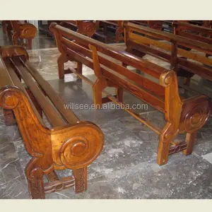 CH-B048, madeira antiga pew da igreja com estrutura simples