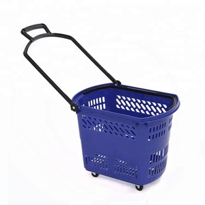 De plástico de colores de <span class=keywords><strong>la</strong></span> cesta de <span class=keywords><strong>la</strong></span> compra con mango para supermercado - Product Image 1