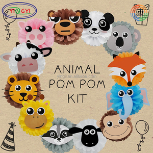 Kit de décoration artisanal de pompons en papier tissu animalier F290, 12 pièces - Product Image 2