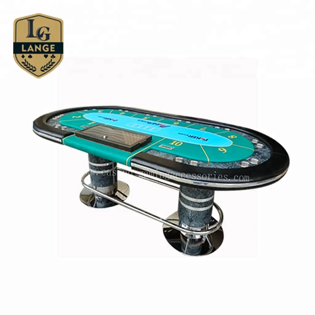 Custom Design Texas Holdem Poker Table with Racetrack and Pedestal Legs