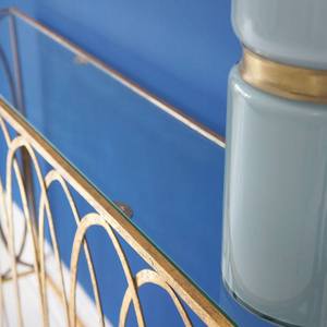 New Designer Space Saving <strong>Slim</strong> Gold Frame Glass Top <strong>Console</strong> <strong>Table</strong> - Product Image 4