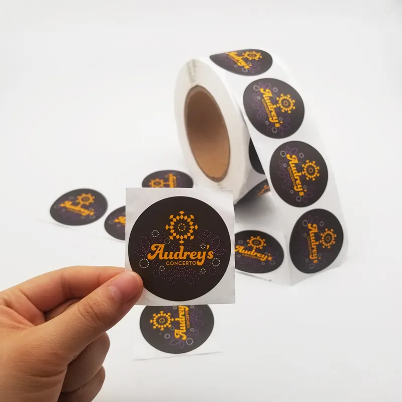 Stiker Vinil Kustom Tahan Air 5Cm Label Lingkaran Logo Perusahaan Cetak Logo Bulat