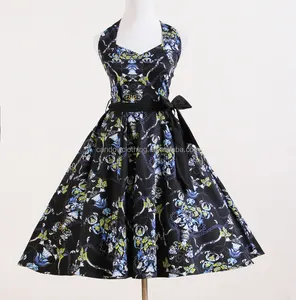 卸売オンラインドロップシッピング英国デザイン黒花プラスサイズイブニングドレス
