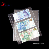 Carpeta de Presentación Transparente de PVC y PP de 3 Líneas/Páginas para Billetes y Monedas, Páginas Interiores Impermeables de Hojas Sueltas