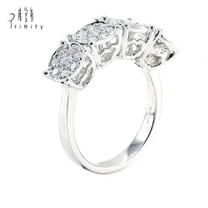 Hongkong Goede Kwaliteit Trendy 18K Wit Goud Belofte Ringen Echte Diamanten Christelijke Ring Belofte Voor Vrouwen