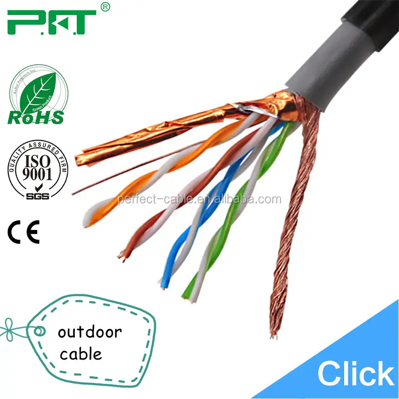 Cable de conexión ethernet para exteriores, Cat5e/Cat6/Cat6a/Cat 7, Cable de red de alta velocidad