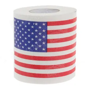 3-laags Aangepaste Amerikaanse Vlag Nieuwigheid Bedrukt Toiletpapier