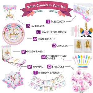 Set Decorazioni per Festa <span class=keywords><strong>di</strong></span> <span class=keywords><strong>Compleanno</strong></span> a Tema Unicorno Include Striscione Palloncini Decorazione per Torta Tagliapasta e Candeline - Product Image 2