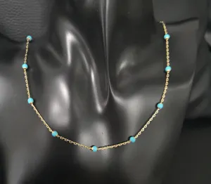 amazon manik kalung Suppliers-Diskon Besar Amazon 2019 Mode Kalung Manik Biru Enamel Pirus untuk Wanita