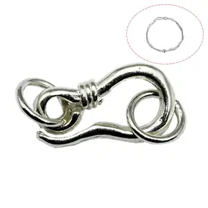 Beadsnice ID30815 art jewelry sterling eye and hook clasp for fine 22x8.5mm ring 8x1mm sold by PC silver pendant finding